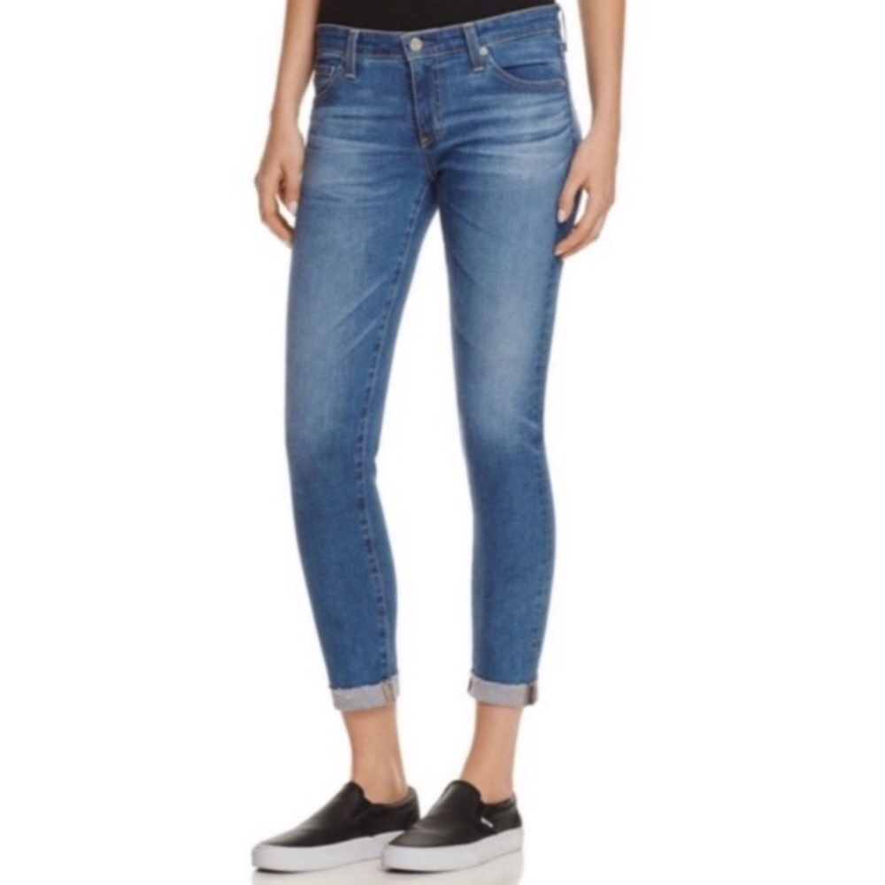 Adriano Goldschmied AG The Stilt Roll-Up Cigarette Cropped Jeans, Size 27, Blue